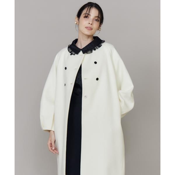 LOULOUWILLOUGHBYホワイトファーコート　ルルウィルビー新品タグ付き Loulou Willoughby】モノトーンシャギーチェックファーツキコート