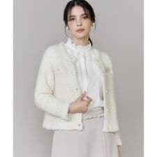 《大きいサイズ》ラメフェザーニットジャケット