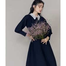 《M Maglie le cassetto》衿レースニットワンピース