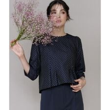 《大きいサイズ》ラメドットジャガードブラウス