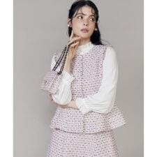 《M Maglie le cassetto》フリンジツイードジレ