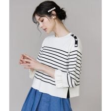 《大きいサイズ》袖フリルニットプルオーバー