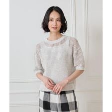 ボックスシルエット透かし柄ニット