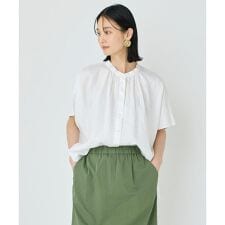 ポンチョ風バンドカラーブラウス