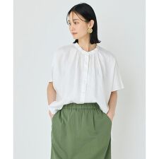 《大きいサイズ》ポンチョ風バンドカラーブラウス