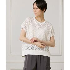 《大きいサイズ》アイレット天竺カットプルオーバー
