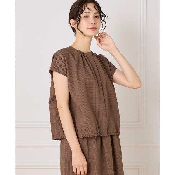 セブンアイディコンセプト（7ID concept）/サッカーチェック フレンチスリーブブラウス サッカーチェック フレンチスリーブブラウス | セブンアイディ