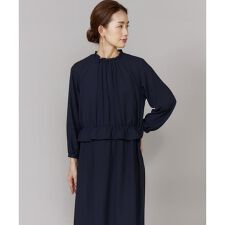 《大きいサイズ》 ペプラムギャザーワンピース