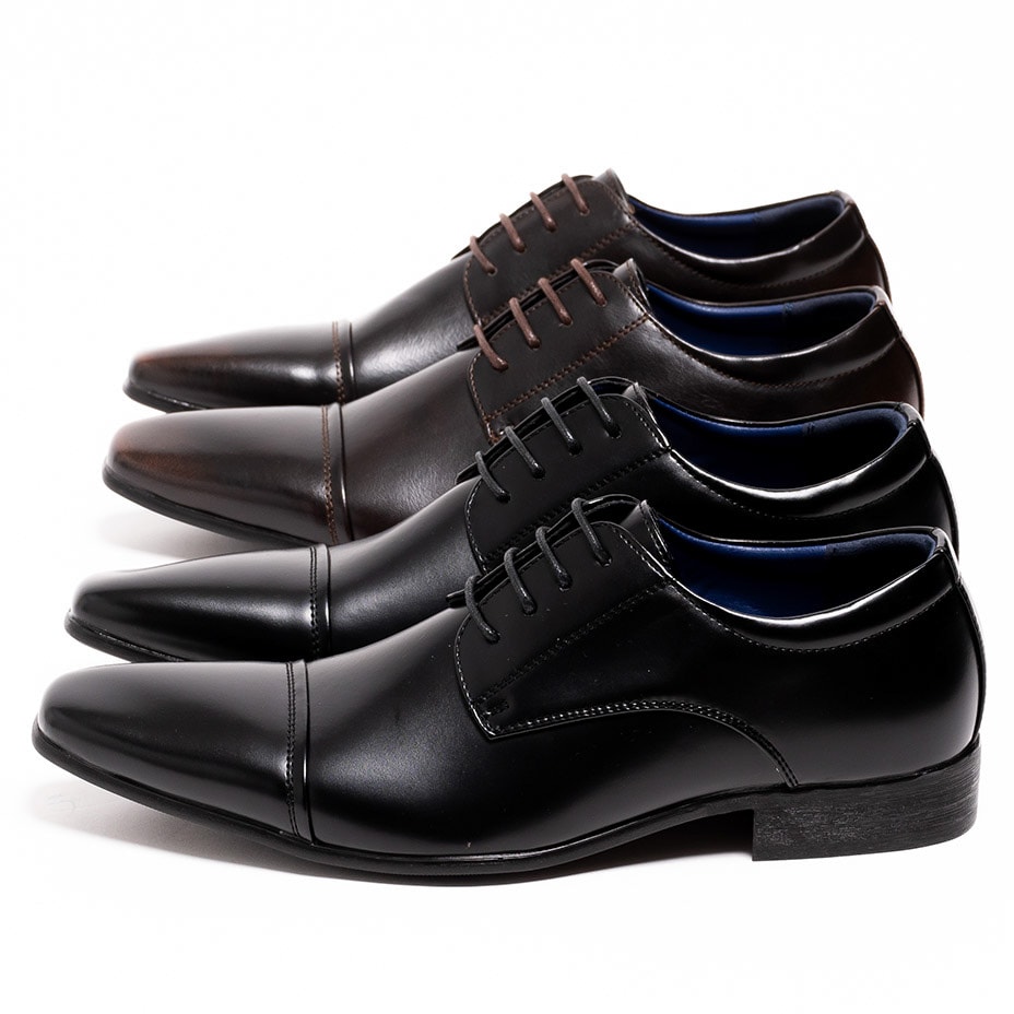 ジンク ビジネスシューズ 外羽根 ストレートチップ レースアップ 5880 ライトブラウン 25.0cm 3E