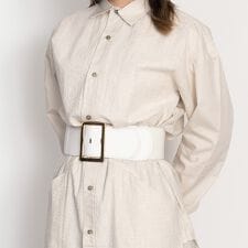 異素材mix スクエアバックル ワイドベルト