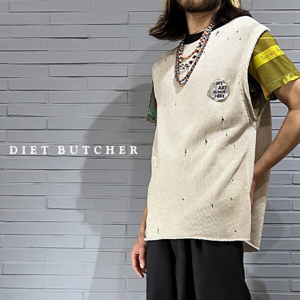 ダイエットブッチャー（DIET BUTCHER）/Damaged knit vest DB82375001 Damaged knit vest DB82375001 | ダイエットブッチャー(DIET BUTCHER