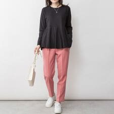 裾フレア 長袖 カットソー