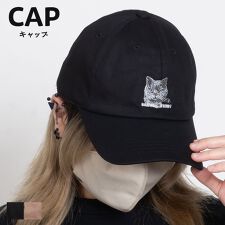 猫刺繍 ロゴ深型キャップ