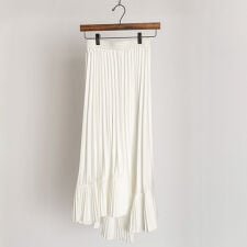 アシンメトリー フレア ロング ヘムプリーツ スカート