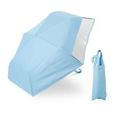 LINEDROPS(子ども日傘/折りたたみ傘/晴雨兼用/手開き式/突起のないT型露先/透明窓つき)