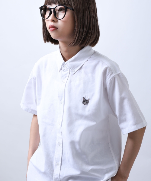 動物刺繍半袖オックスフォードボタンダウンシャツ | ジップファイブ