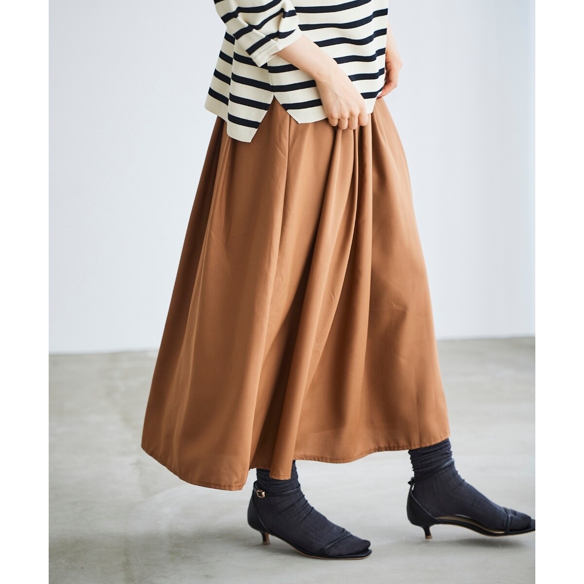 6roku＊BEAUTY&YOUTHタックギャザーロングスカートbeige新品 タックギャザーロングスカート | ルクールブラン(le.coeur blanc