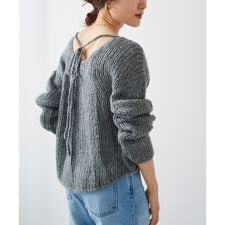 手編み風バックリボンニットプルオーバー