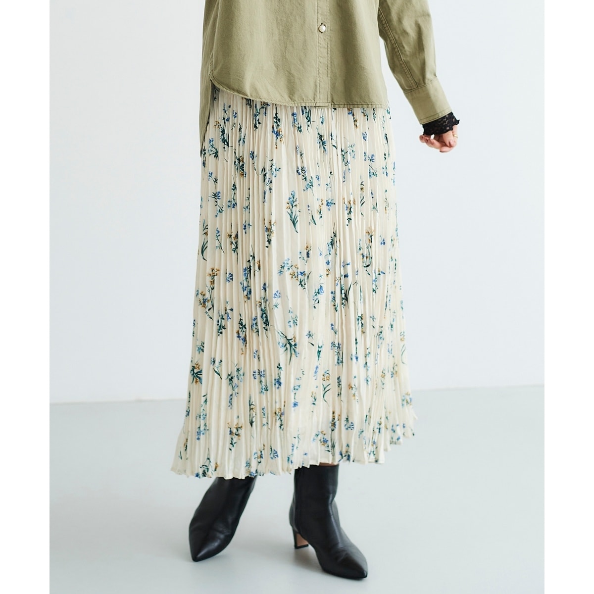 サテンプリントランダムプリーツスカート | ルクールブラン(le.coeur