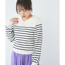 《手洗い可能》襟付きニットプルオーバー