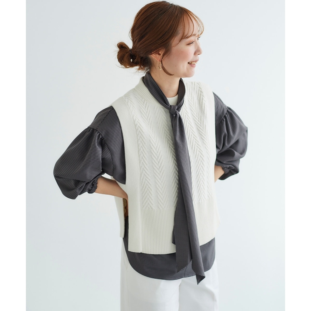 ホールガーメント フレンチニットベスト 背中バックル ウィム