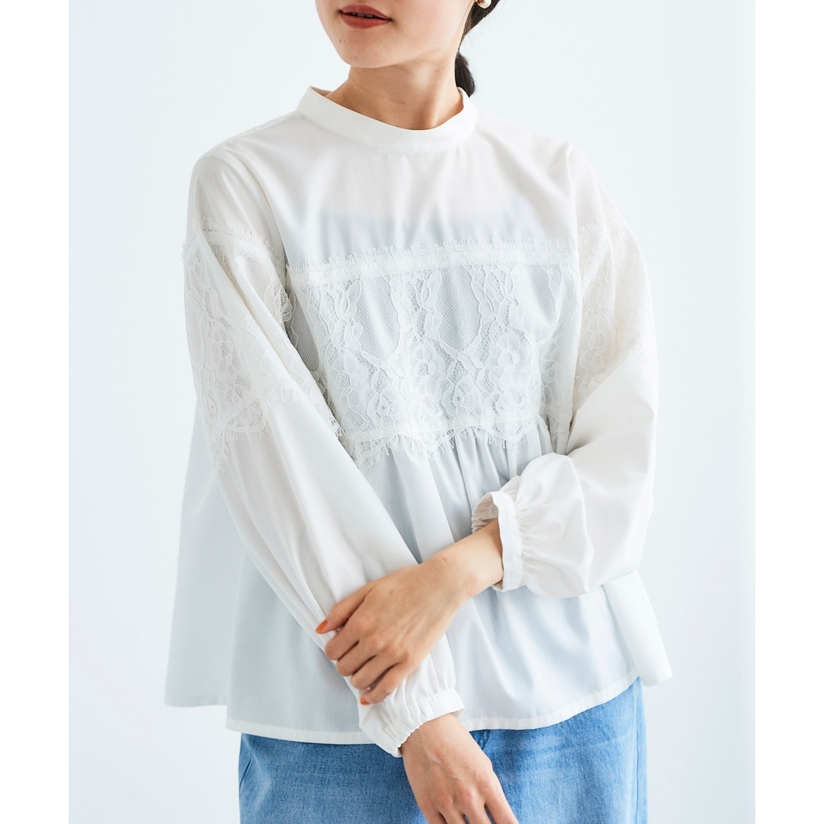 楽天市場】【SALE／70%OFF】レーススタンドネックブラウス ANAYI