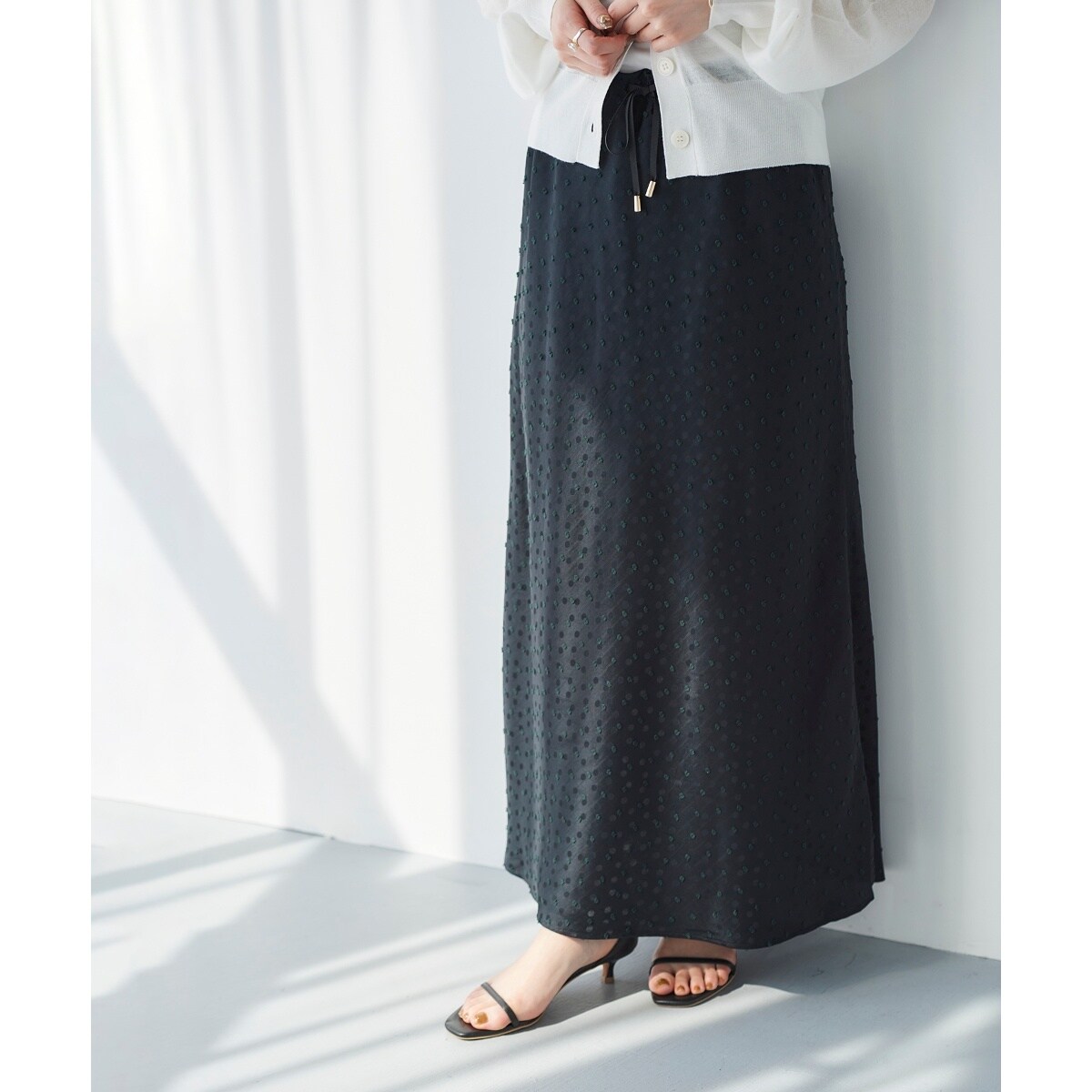 Perle Peche Wジャガードドットナロースカート | ルクールブラン(le