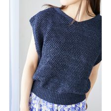 《手洗い可能》スパンコールメッシュ2WAYニットベスト