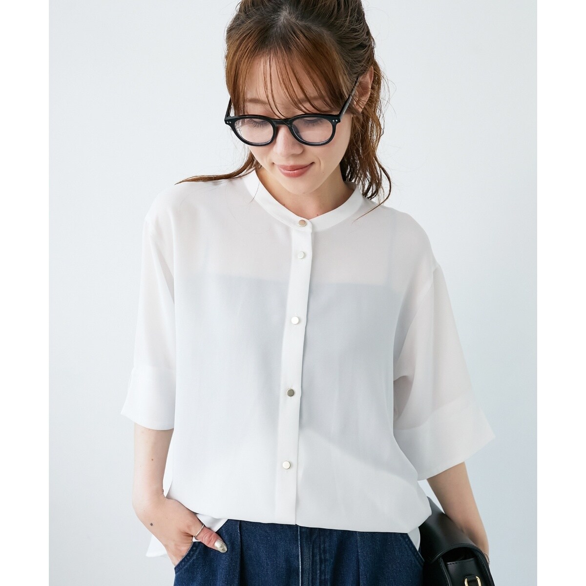 le.coeur blanc / ルクールブラン パウダーサテンシャーリングフレンチブラウス パウダーサテンシャーリングフレンチブラウス/le.coeur blanc
