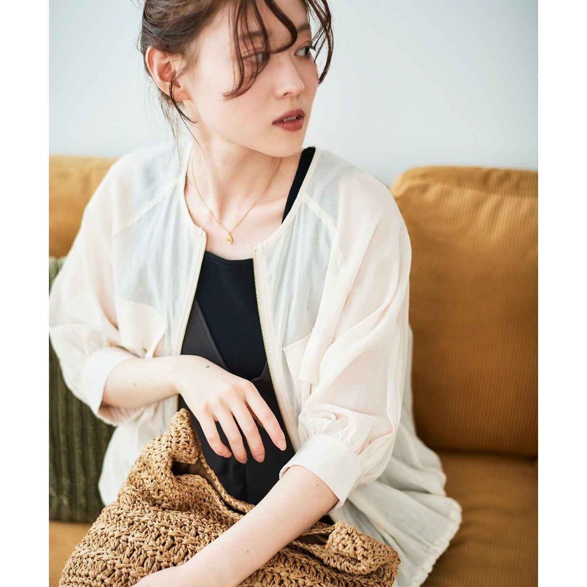 le.coeur blanc ドロストノーカラーギャザーブルゾン　未使用 ドロストノーカラーギャザーブルゾン/le.coeur blanc(ルクール