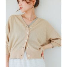 《手洗い可能》シアーワイドリブラメVカーディガン