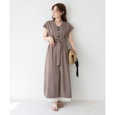 《WEB限定アイテム》リネンライクフロントボタンワンピース