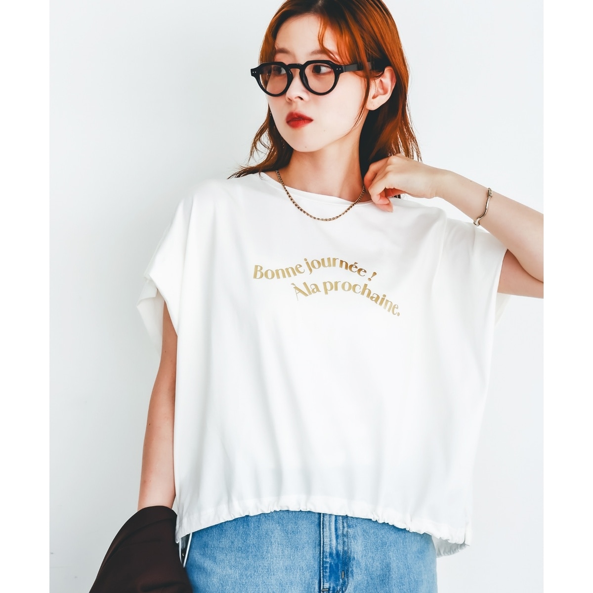 tシャツ 「手洗い可能」ドロストハクプリントTシャツ レディース 手洗い可能》ドロストハクプリントTシャツ | ルクールブラン(le