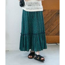 《手洗い可能》フラワープリントティアードスカート