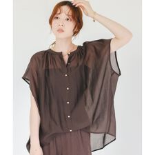 《手洗い可能》シアーギャザーフレンチ2wayブラウス
