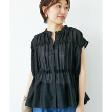 《程よいシアー感》シャーリングギャザーフレンチブラウス