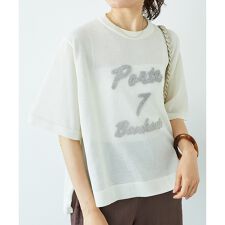 《手洗い可能》シアー刺繍ハーフスリーブニット