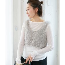 シャギーUネックベスト
