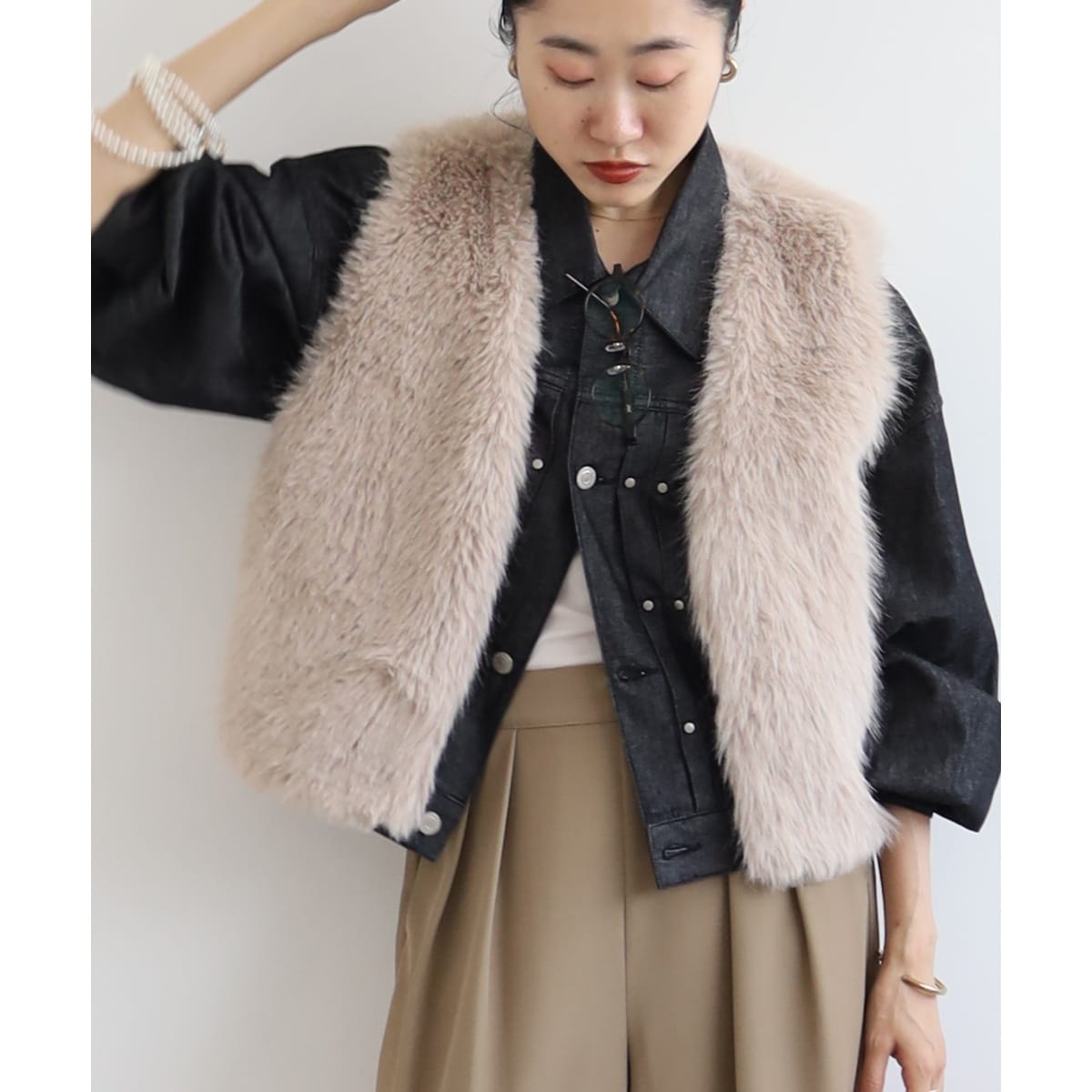 ルクールブラン　ショートフェイクファーベスト ショートフェイクファーベスト | ルクールブラン(le.coeur blanc