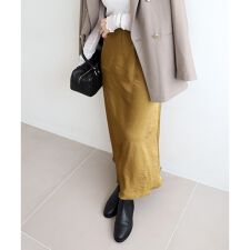 《手洗い可能》マットサテンナロースカート