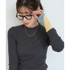 《WEB限定アイテム》レイヤードカフス配色リブニット