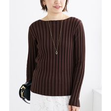 《手洗い可能》ボートネックリブニット