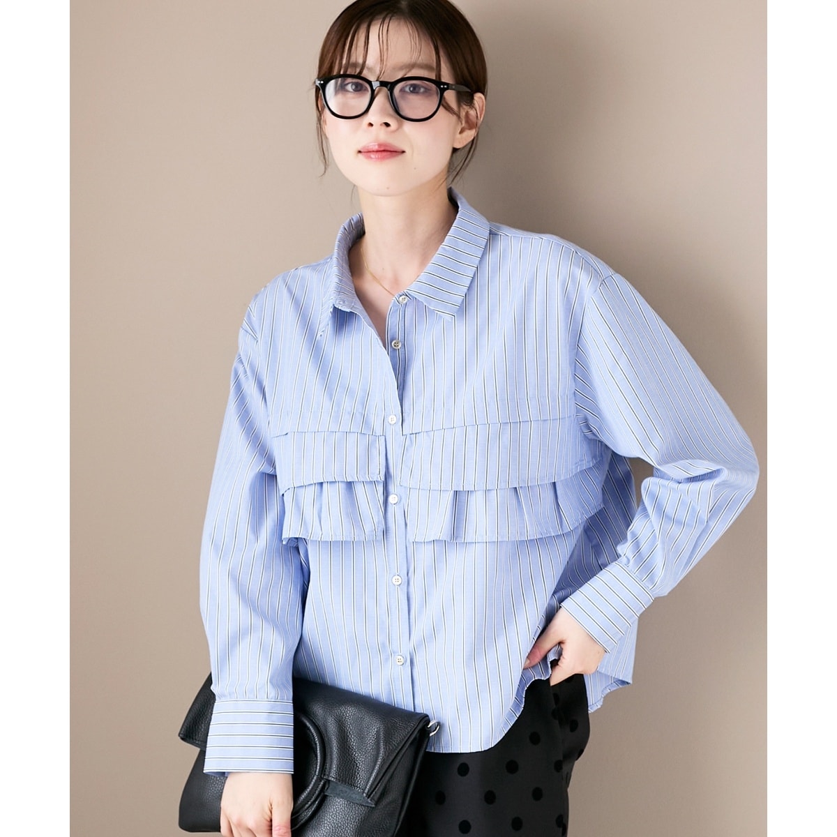 手洗い可能》TORRAZZO DONNA別注チュールフリル付ブラウス