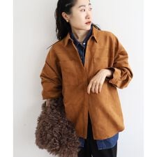 合皮ポケットオーバーシャツ