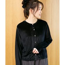 《手洗い可能》ベロアクルーカーディガン