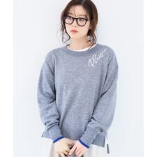 《手洗い可能》ネック刺繍クルーネックニット