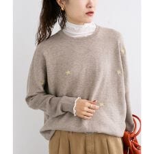 《手洗い可能》スター刺繍ニットプルオーバー