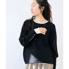 《手洗い可能》ジュエリーボタンスリーブニット