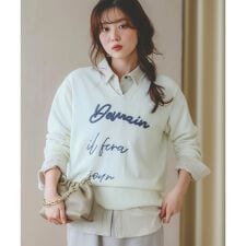 フレーズロゴ刺繍Vネックニット