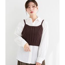 ブラウス×ニットビスチェセット